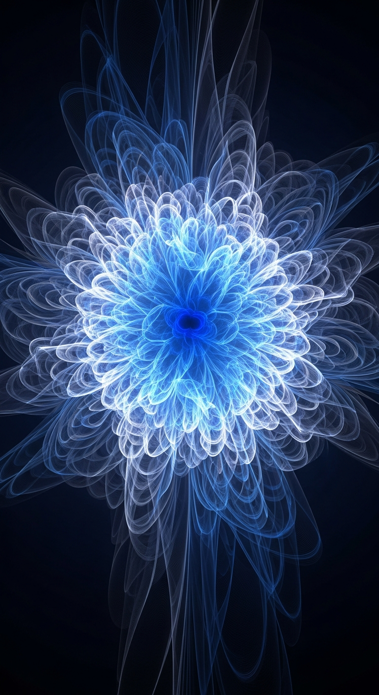 Abstract 3D Digital Art of Glowing Blue Wavy Lines Forming a Floral Shape - Free 4K mobile Wallpaper