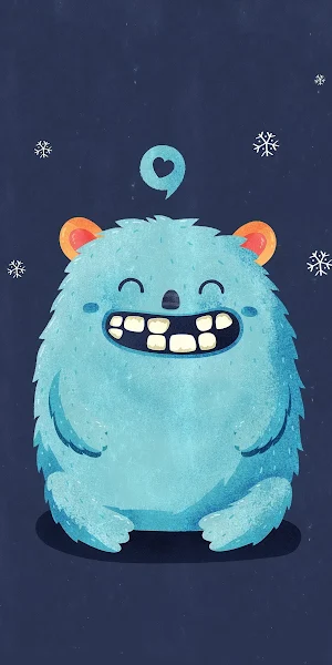 Cute Monster, Cartoon Character, Illustration, Winter Theme 2K iPhone Wallpaper Background