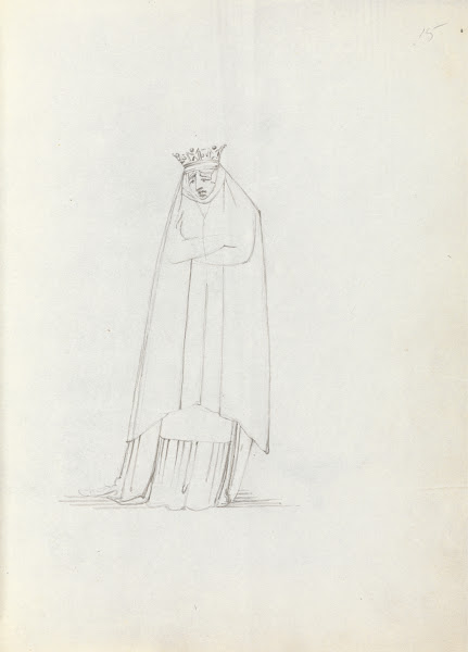 Mrs Siddons frontal full body with head looking down with arms folded 1783
