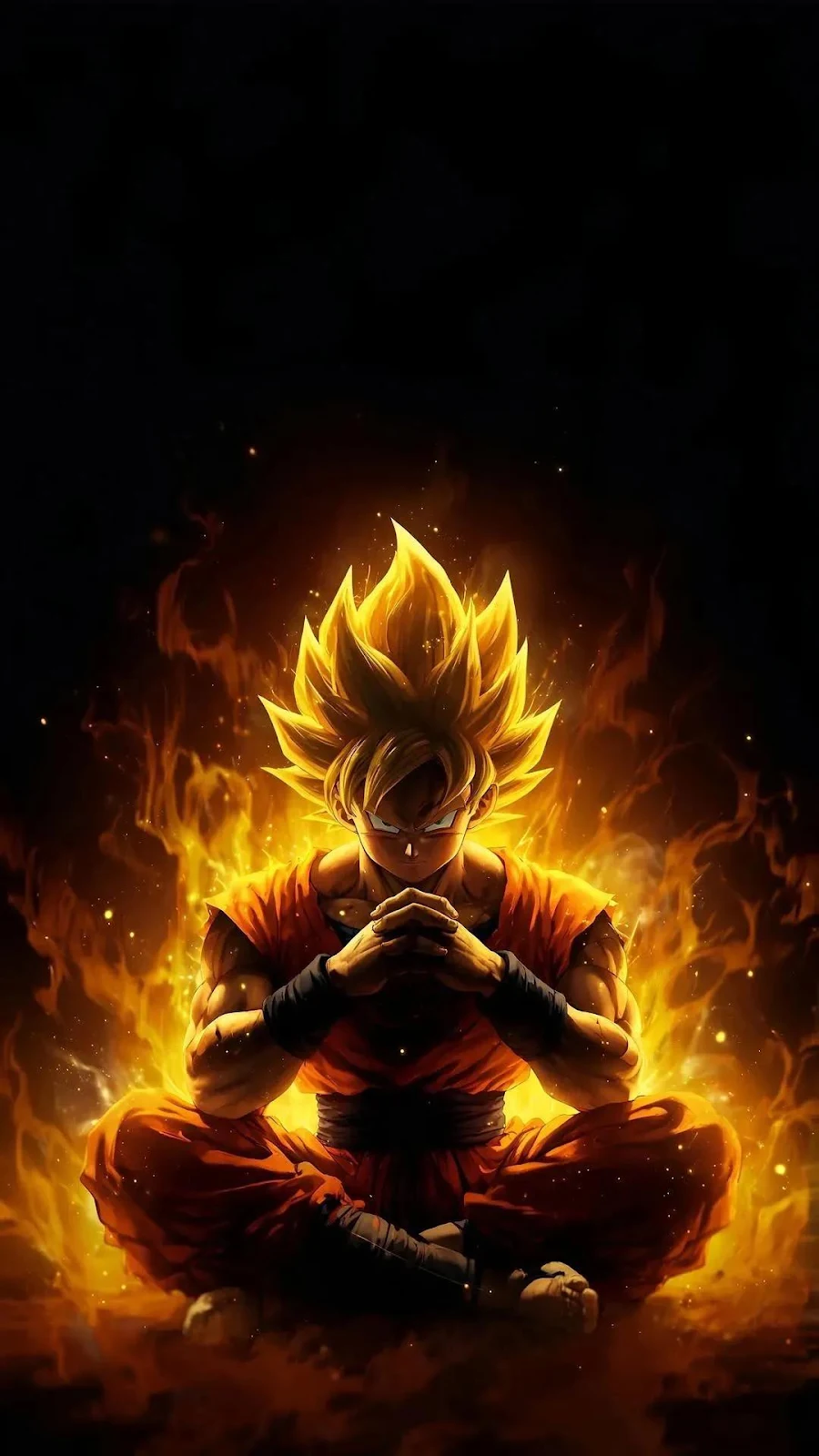 Super Saiyan Goku Meditating - Digital Art Full HD iPhone Wallpaper (1080x1920)