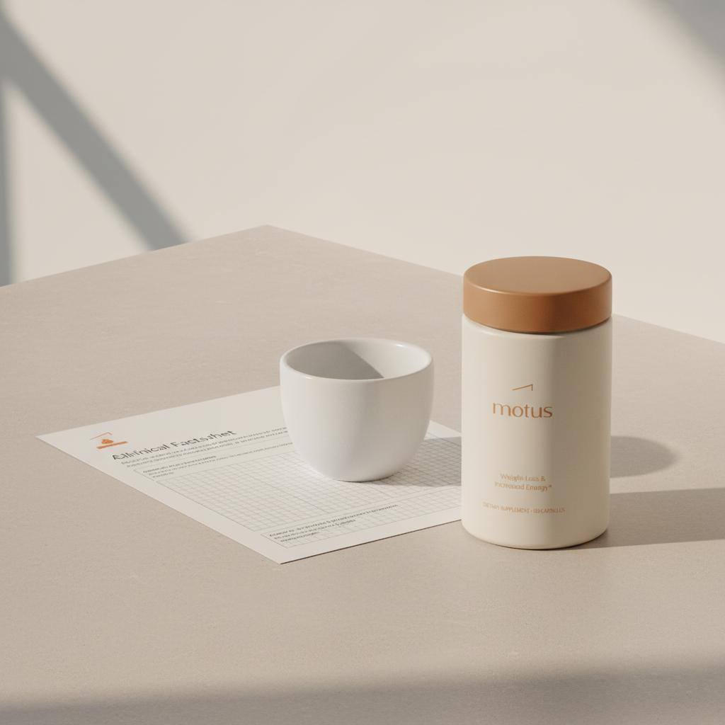 Tonum supplement jar on a neutral countertop beside a clinical antioxidants reference sheet and white ceramic cup in a minimalist scene emphasizing alpha lipoic acid pancreas