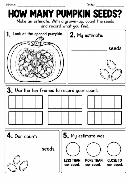 Pumpkin Seed Estimation Worksheet