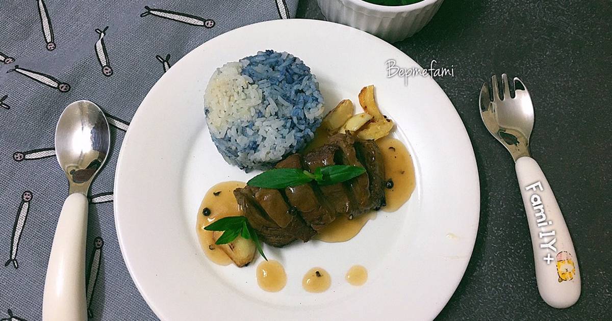 Beefsteak sốt tiêu đen cho bé 1Y