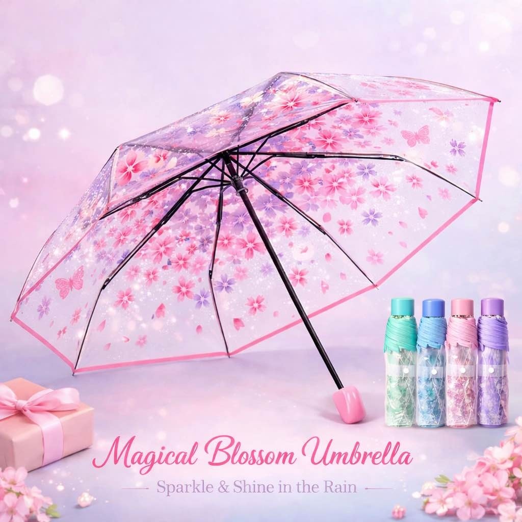 Transparent Cherry Blossom Folding Umbrella