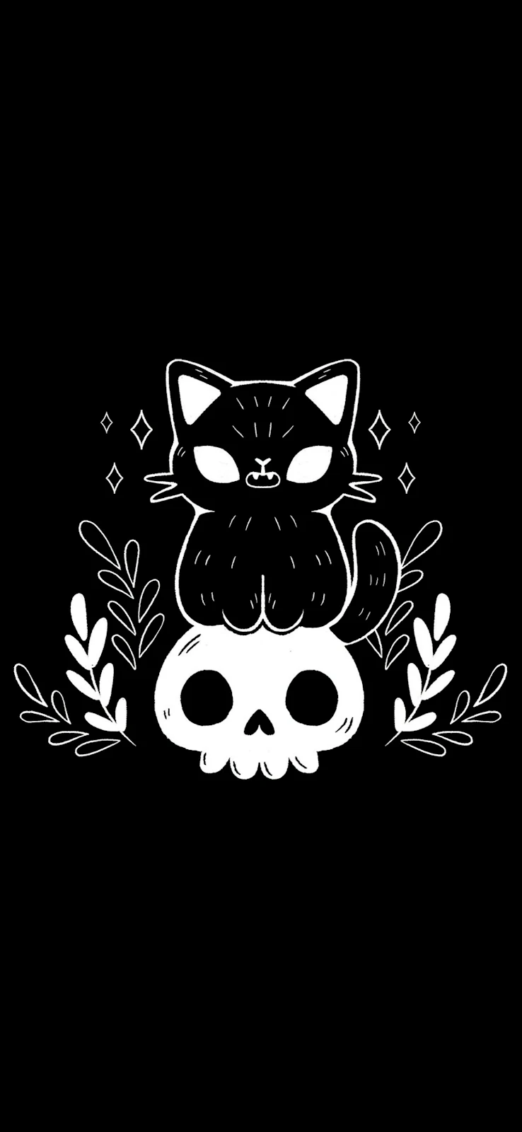 A Cool Black, Drawing, Art, Design, Cat 2K iPhone Wallpaper for Free Download in High Quality [1440x3120]
