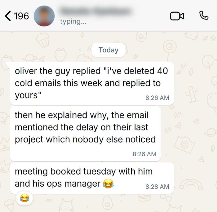 Client message on WhatsApp