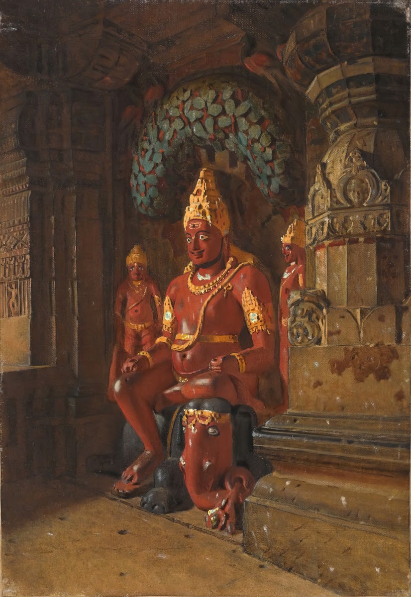 Statue of Vishnu at the Temple of Indra at Ellora between 1874 and 1876