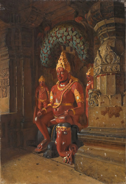 Statue of Vishnu at the Temple of Indra at Ellora between 1874 and 1876