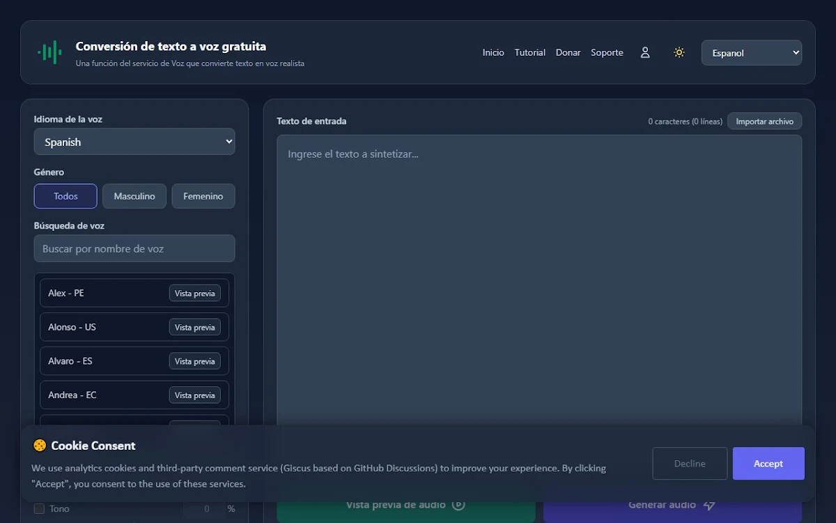 Captura de Free Text To Speech Online