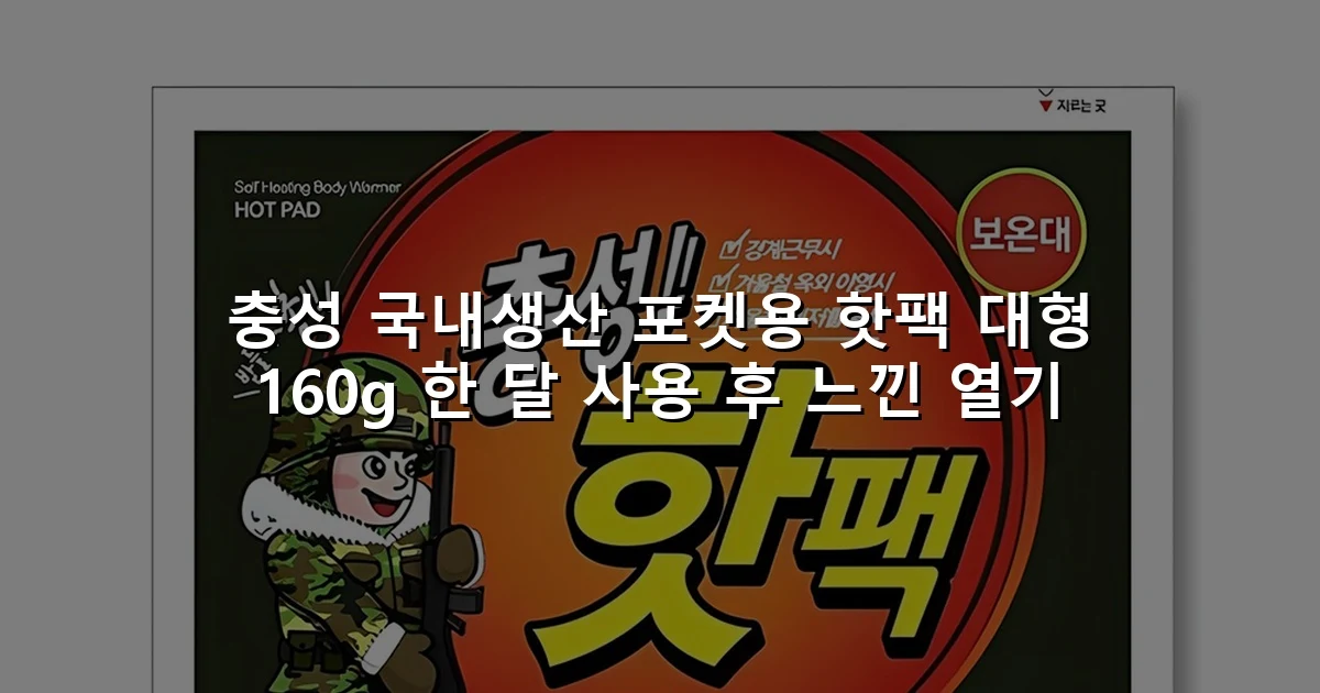 충성 국내생산 포켓용 핫팩 대형 160g 한 달 사용 후 느낀 열기