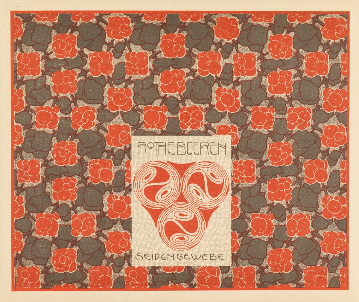 Rothebeeren Seiden Gewebe Red Berries Silk Weaving 1901