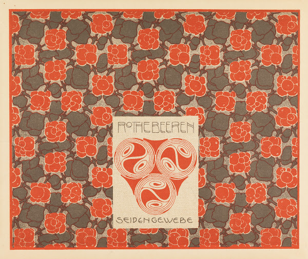 Rothebeeren Seiden Gewebe Red Berries Silk Weaving 1901