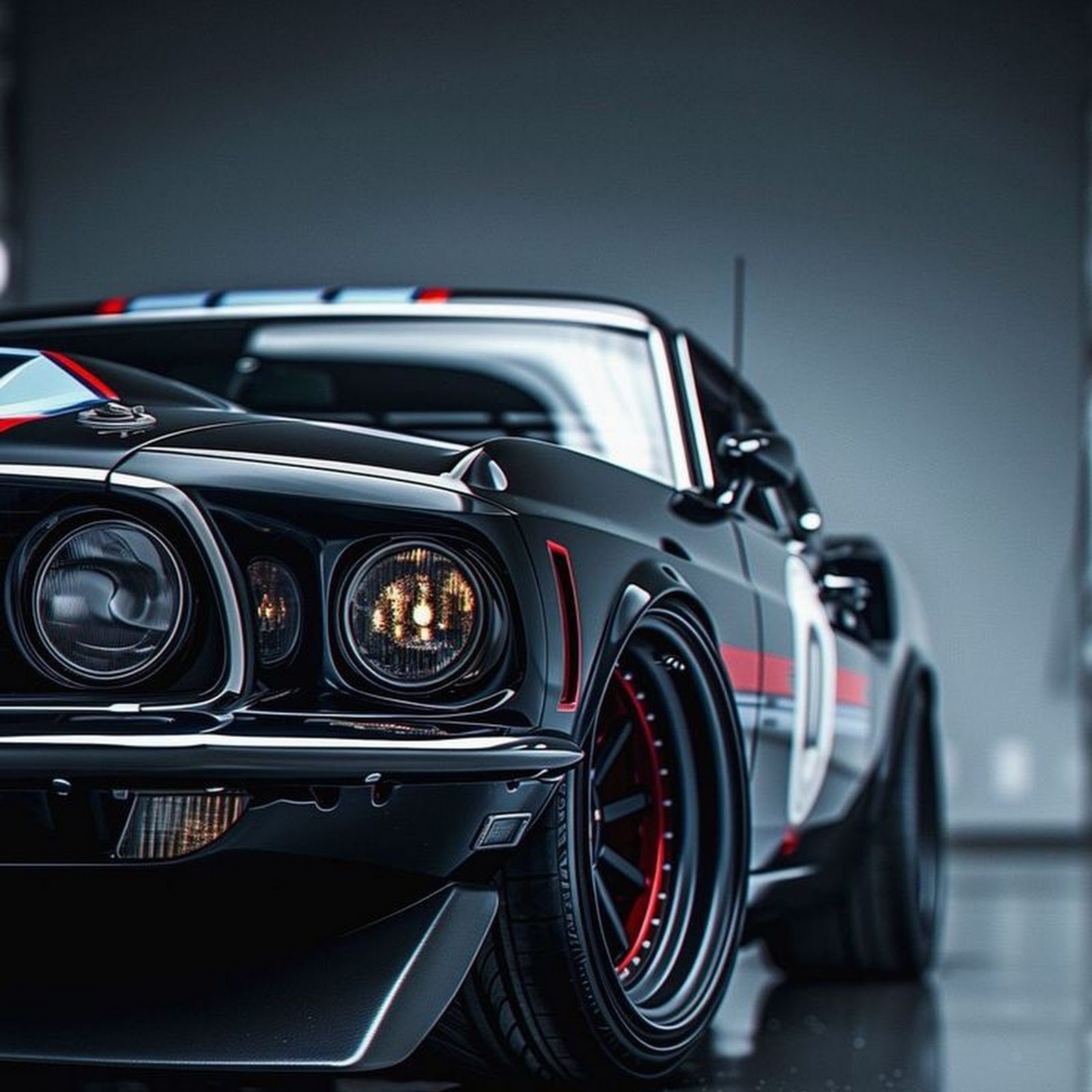 Download Custom Black Ford Mustang iPhone
