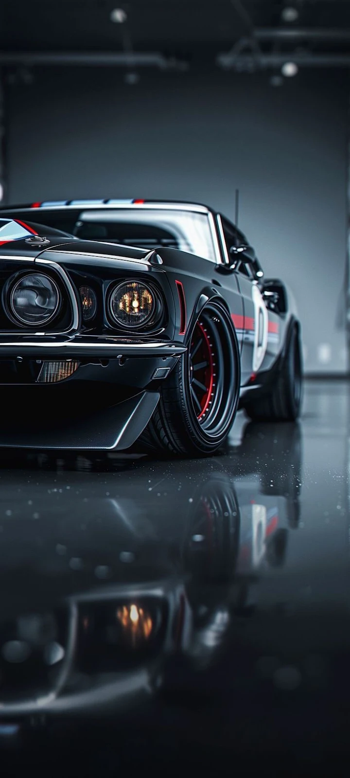 Custom Black Ford Mustang - Automotive Photography iPhone Wallpaper (736x1635)