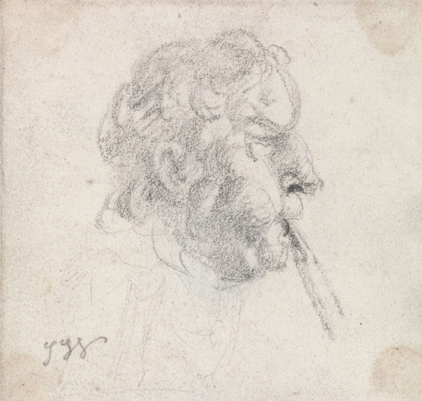 Head of a Man Blowing a Pipe