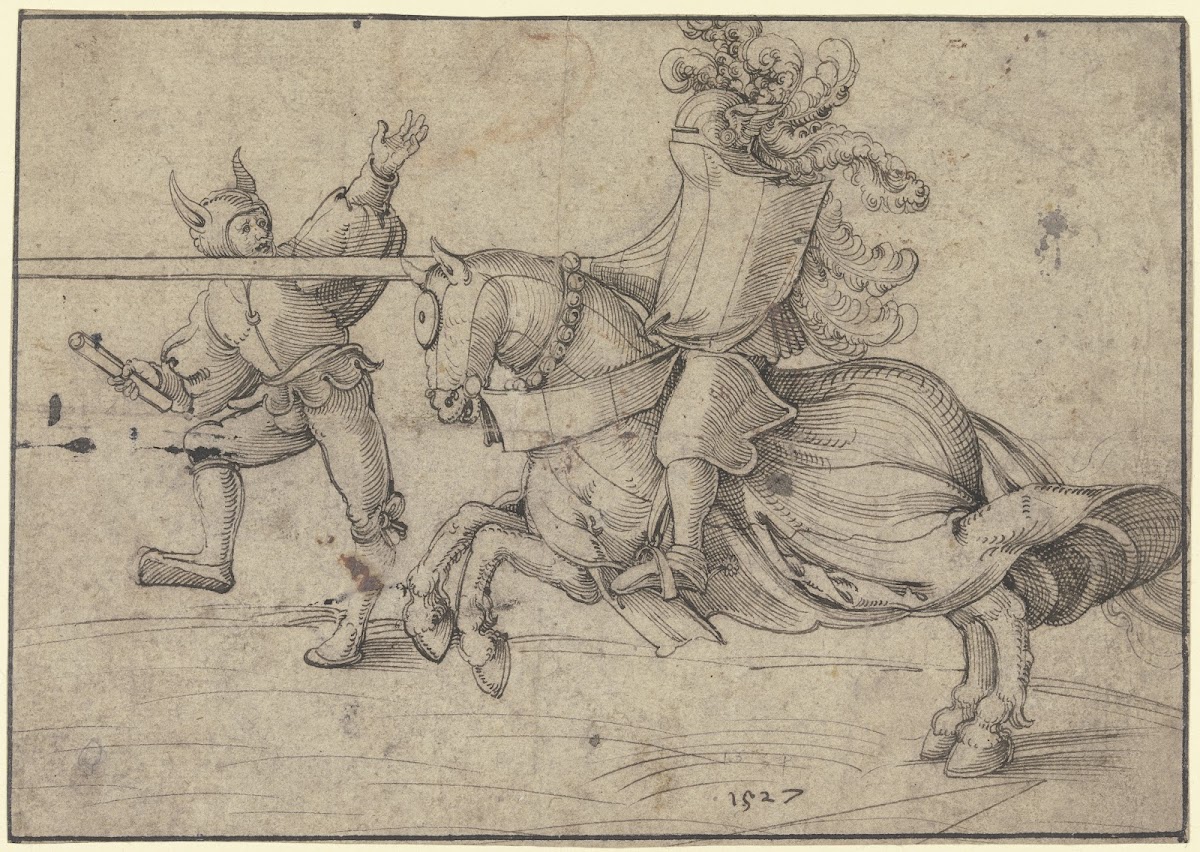 Turnierender Ritter mit einem Narren ca 1527 1534