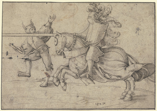 Turnierender Ritter mit einem Narren ca 1527 1534