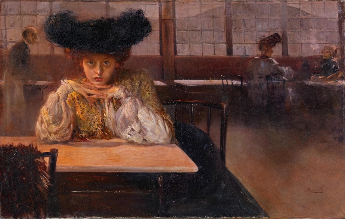 A Young Woman in a Coffee House