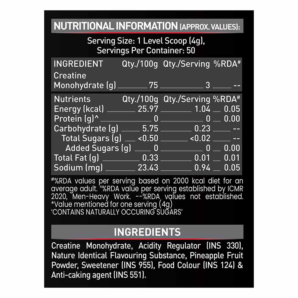 Micronised Creatine Monohydrate — Fruit Splash, 200 g