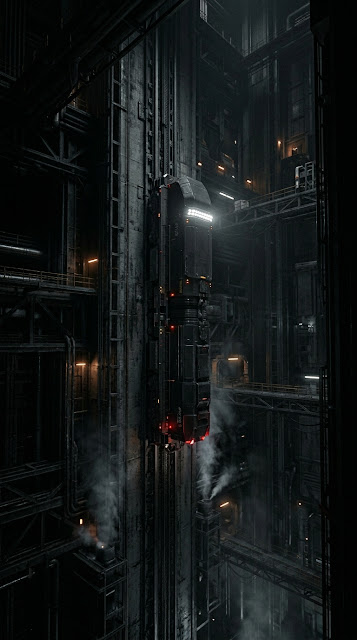 Futuristic Vertical Train inside Megastructure Shaft Wallpaper - Free mobile Wallpaper