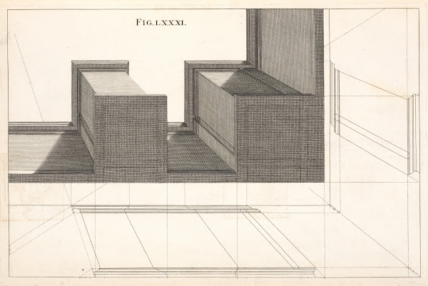 Corinthian pedestals in an horizontal perspective 1707