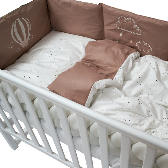 Bedding set for a baby crib 7 el Twins Fluffy Puffy Mocca beige dark