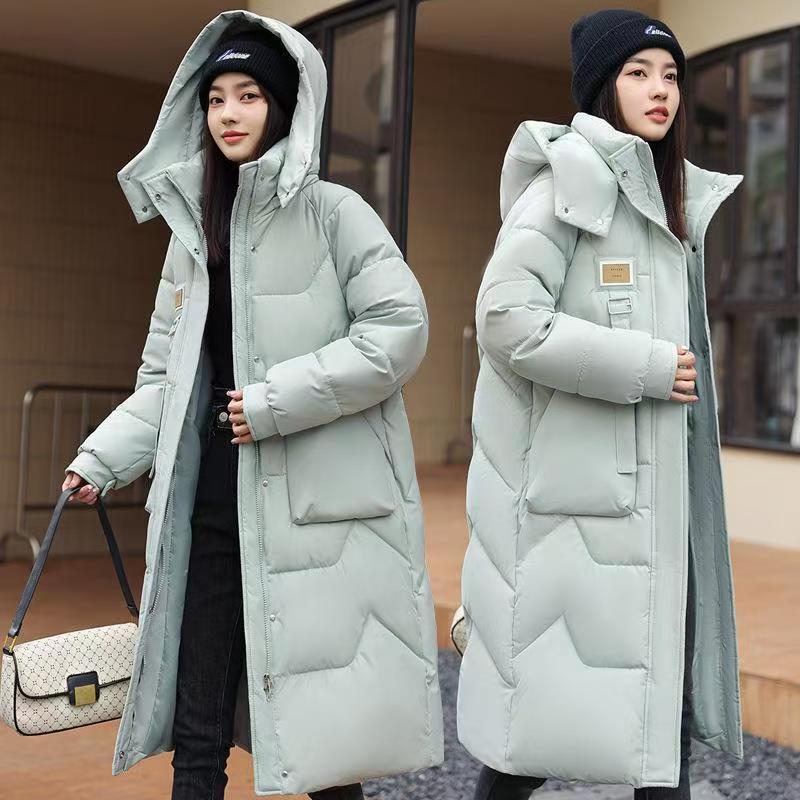 Long padded winter coat with hood