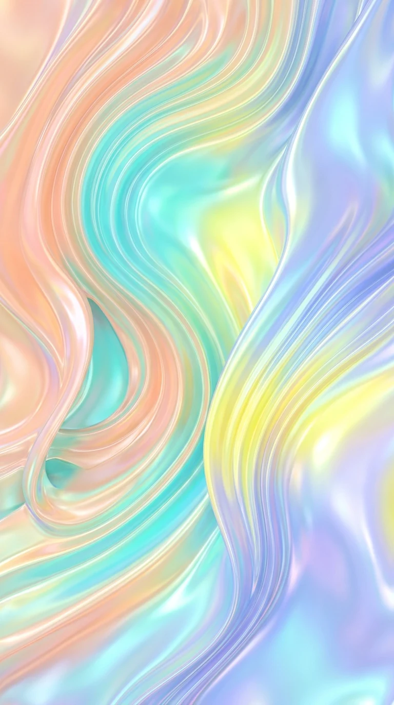 Abstract Holographic Flow with Liquid Metal Texture - Free 8K and 4K mobile Wallpaper Background