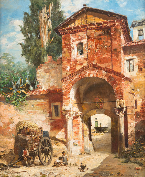 Town gate in southern landscape