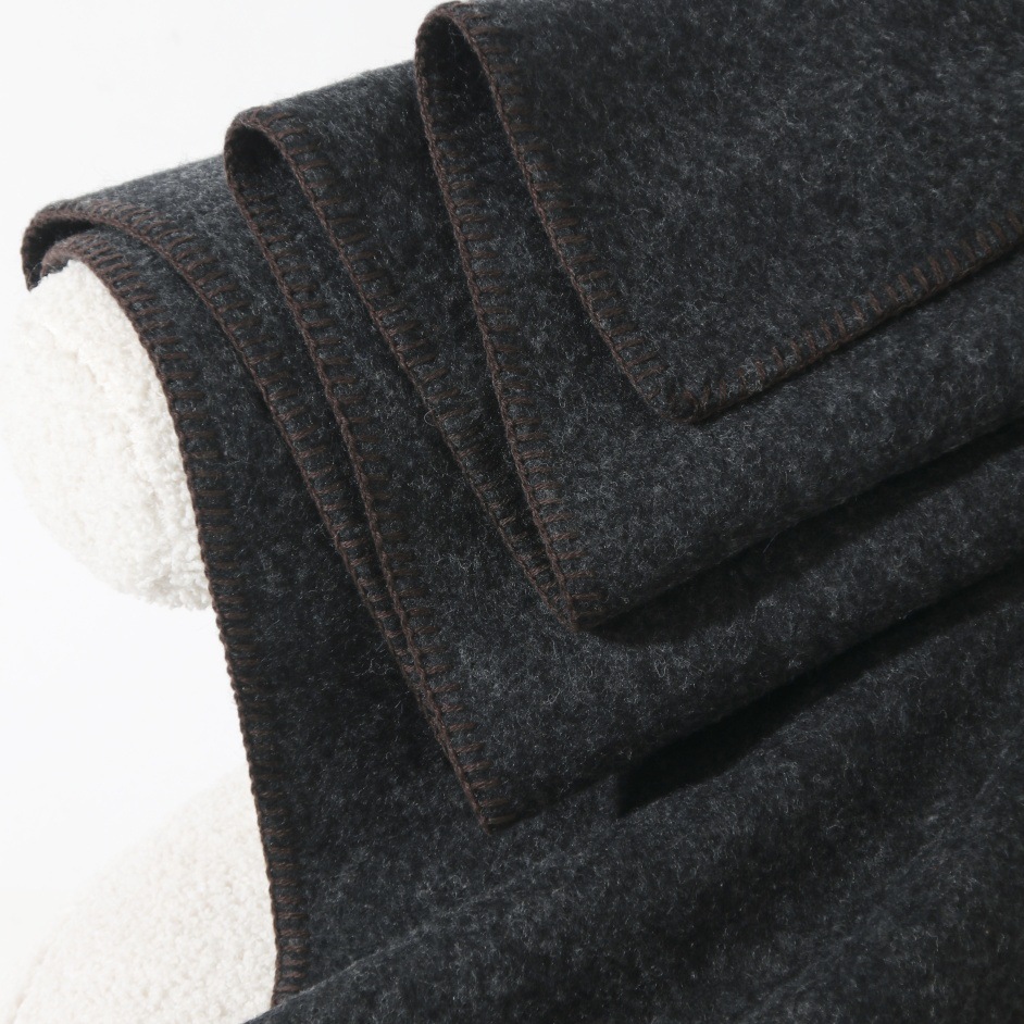 Thick, solid-colored alpaca wool scarf, dark gray