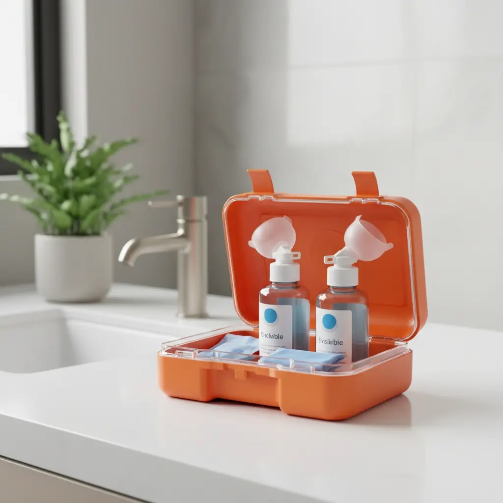 Eye wash kit portable untuk pertolongan pertama di rumah
