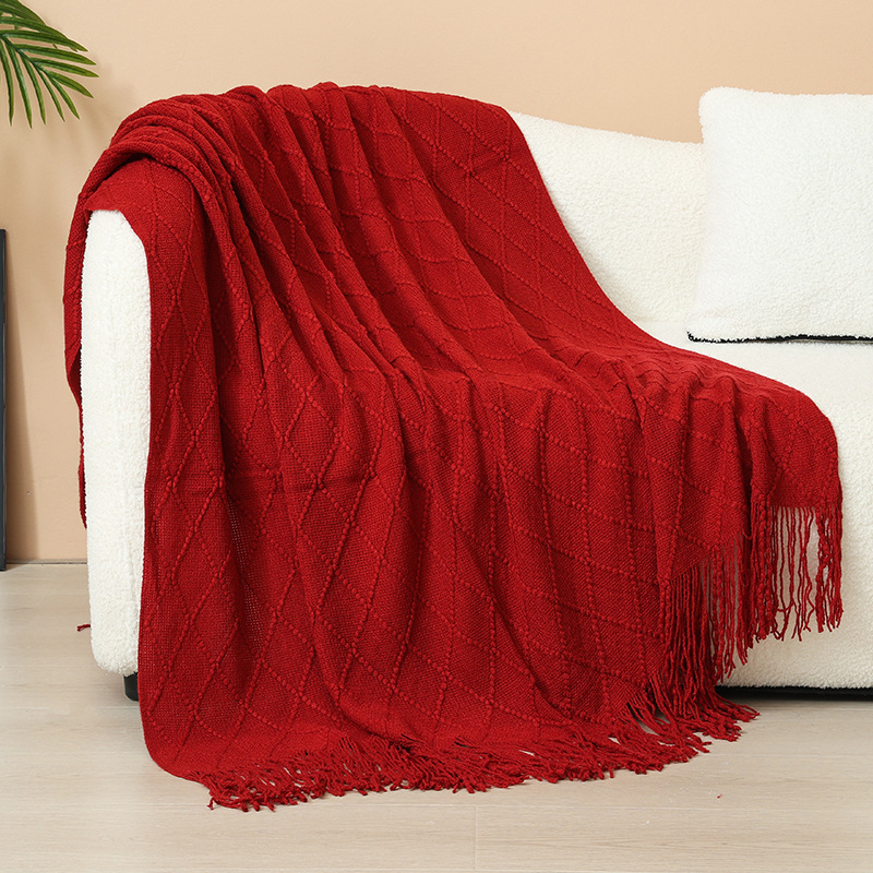 Nordic Knitted Blanket with Fringes, Acrylic, 127x180cm or 130x230cm