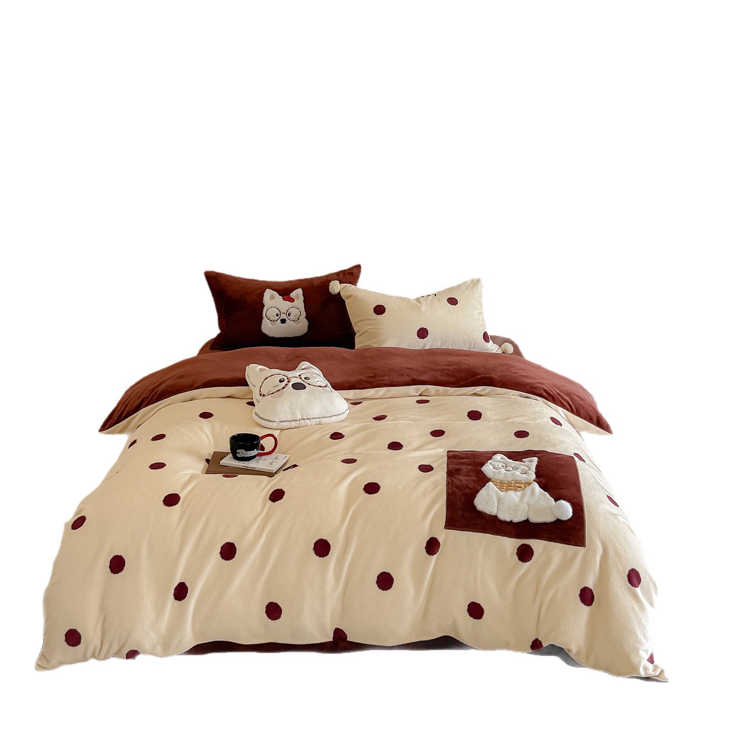 Milk fiber bedding set with dog motif