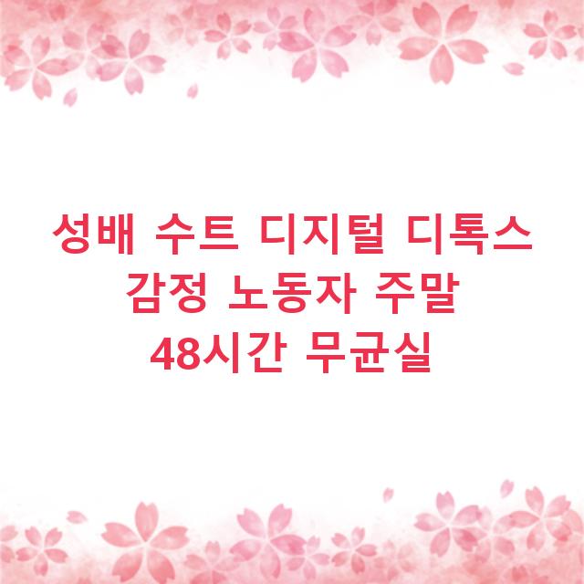 성배 수트 디지털 디톡스 감정 노동자 주말 48시간 무균실