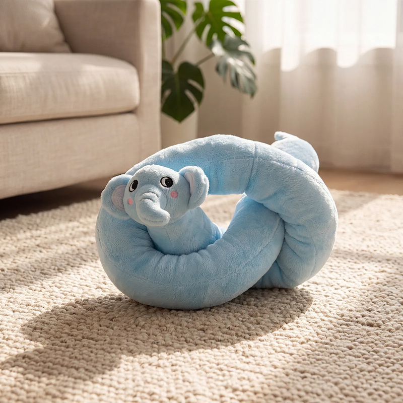 Plush dog toy with rope construction and squeaker