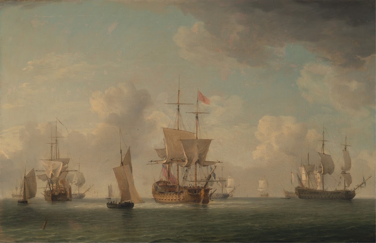 English Ships Under Sail in a Very Light Breeze ca 1752