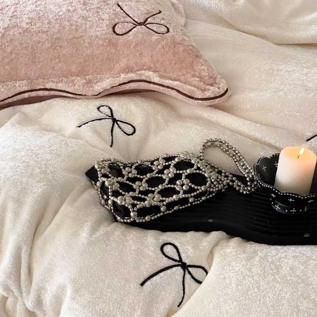 Milk fiber bedding set, embroidered, 4-piece