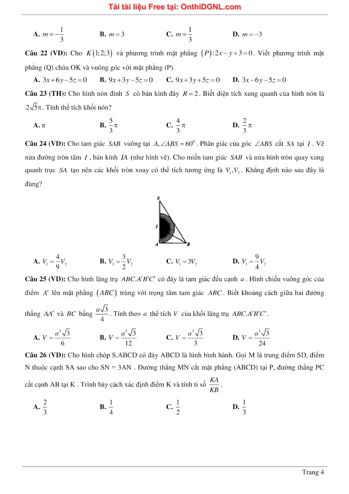 1300 bài tập môn Toán - Ôn thi ĐGNL ĐHQG Hà Nội Phần 10
