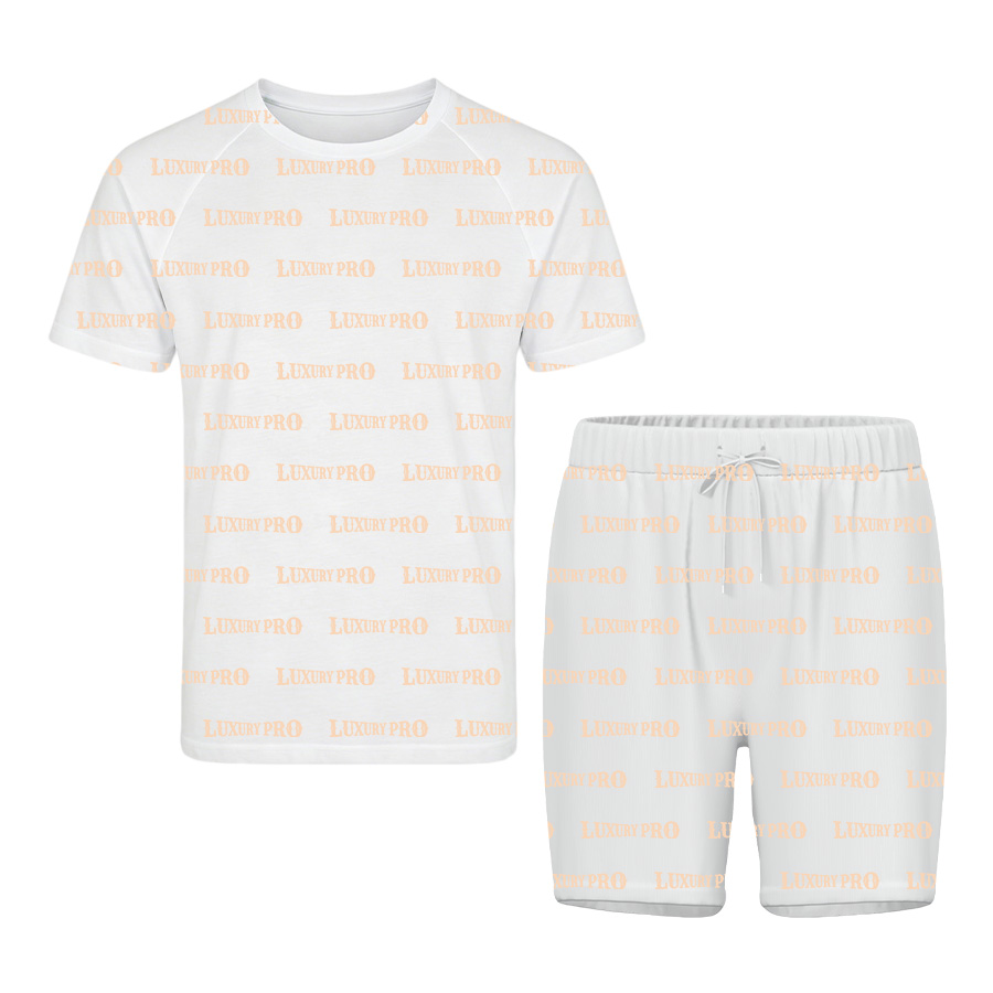AOP Raglan Sleeve T Shirt & All Over Print Beach Shorts Set (4 Way Stretch Polyester)