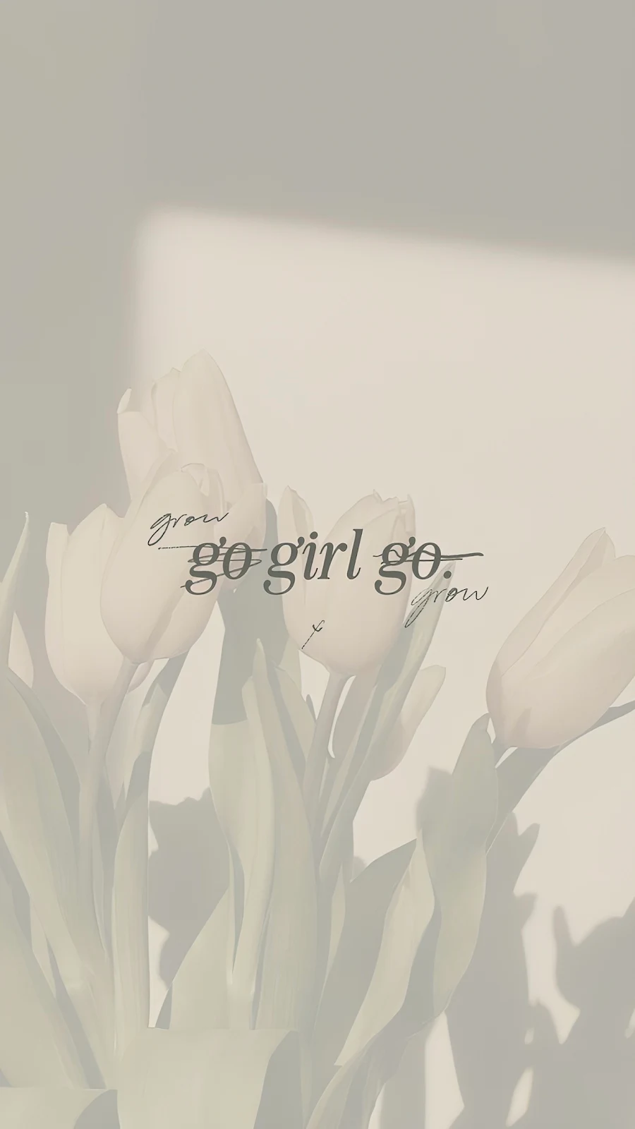 White Tulips With Motivational Text - Minimalist Still Life Full HD iPhone Wallpaper (1286x2286)
