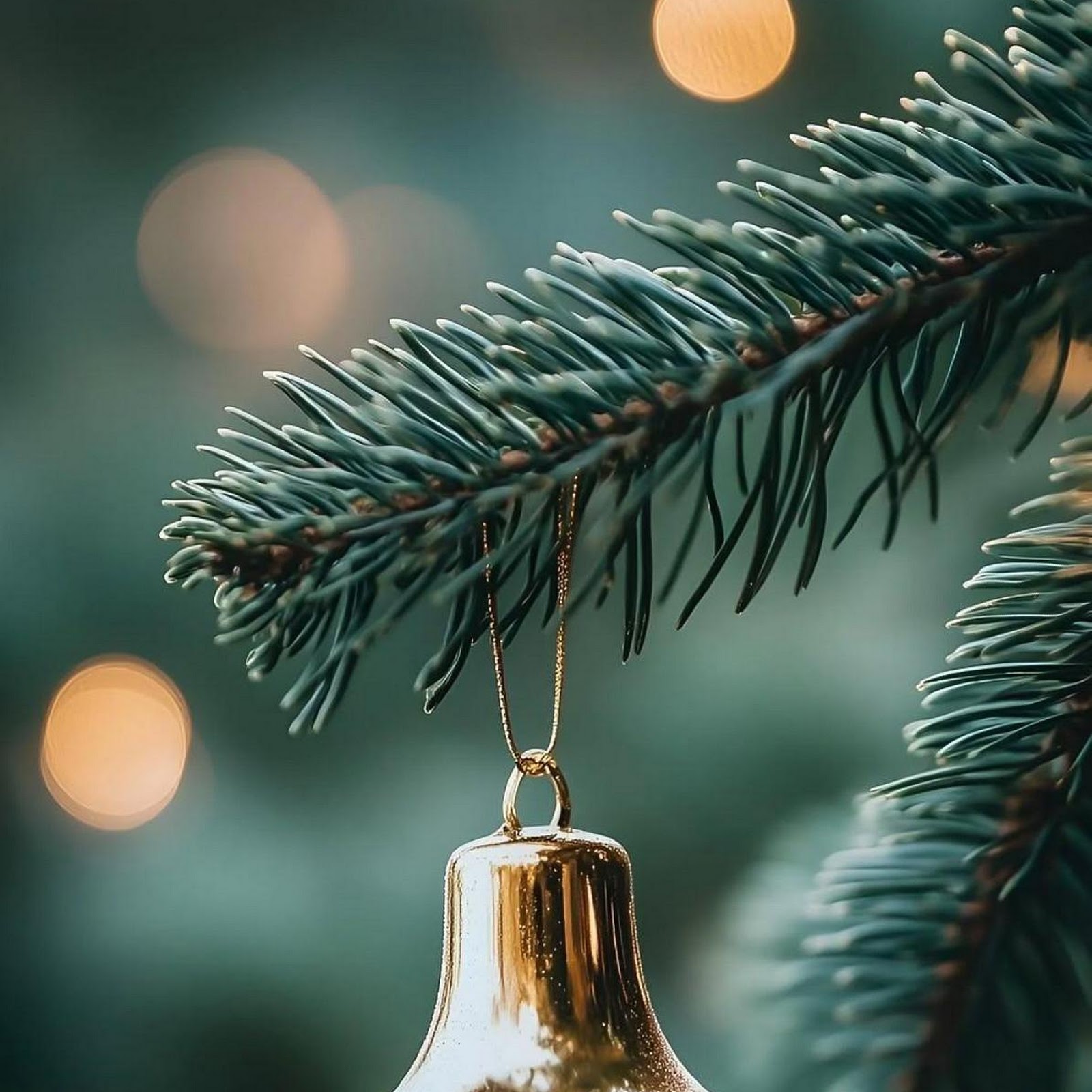 Download Golden Christmas Bell Ornament Full HD iPhone