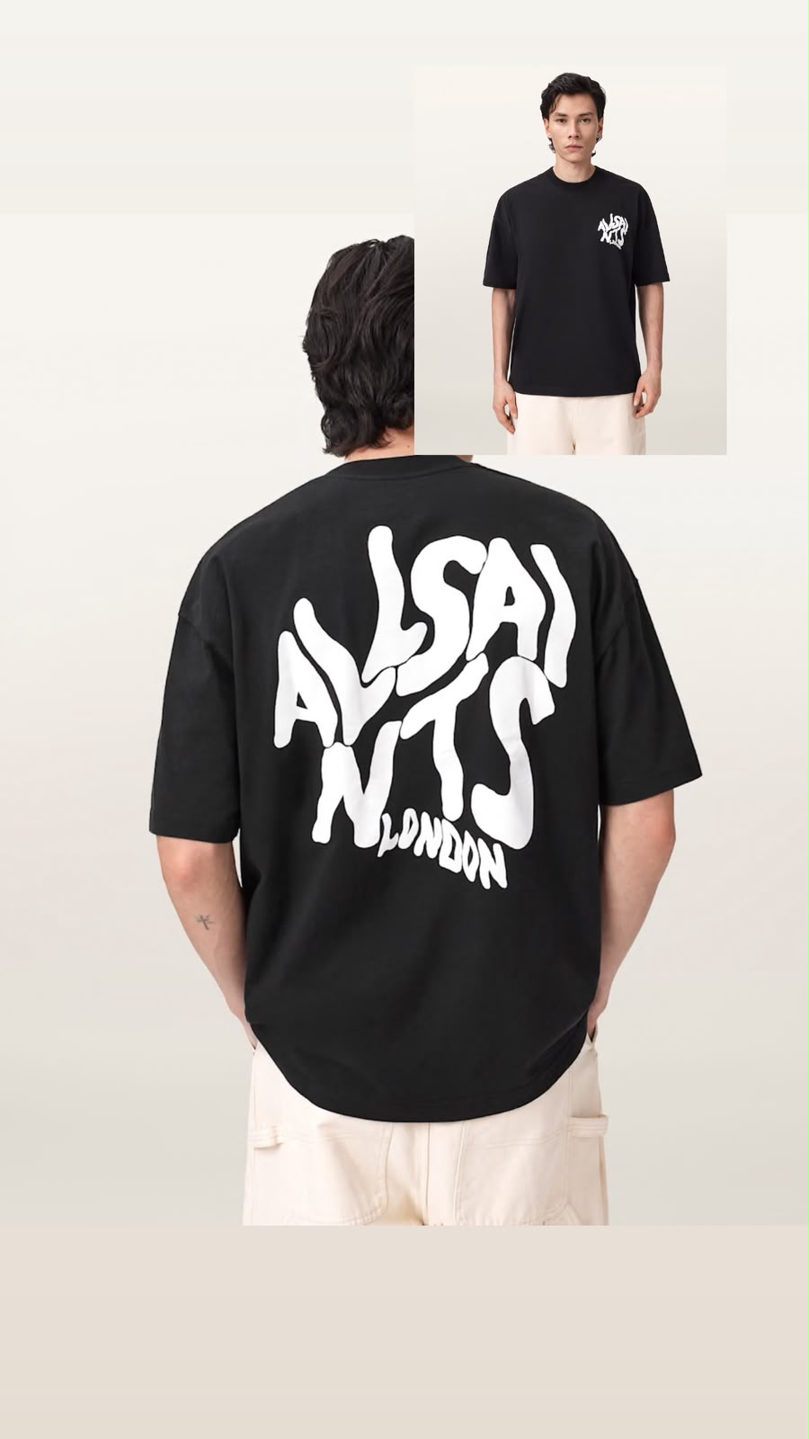 Playera AllSaints Negra Oversized