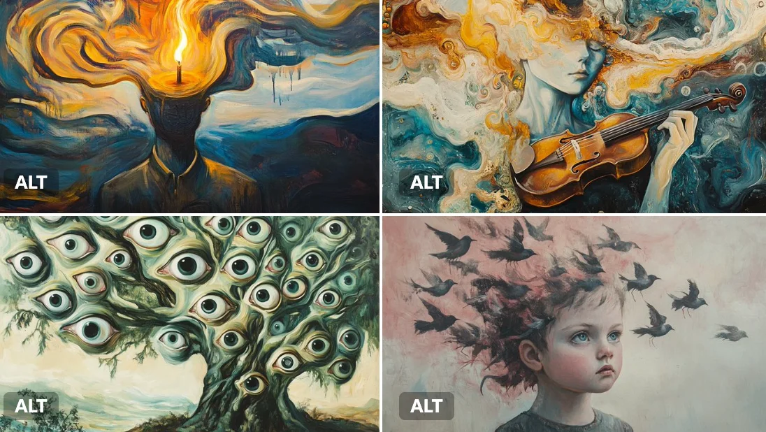 Paisajes oníricos surrealistas al óleo