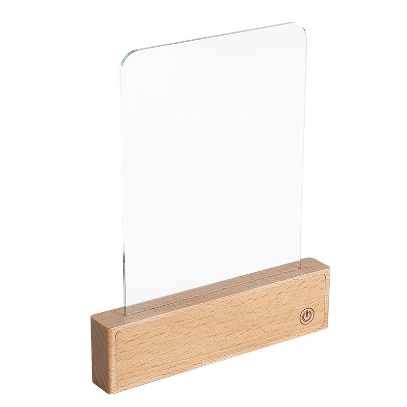 Flat reading lamp made of solid wood, USB rechargeable