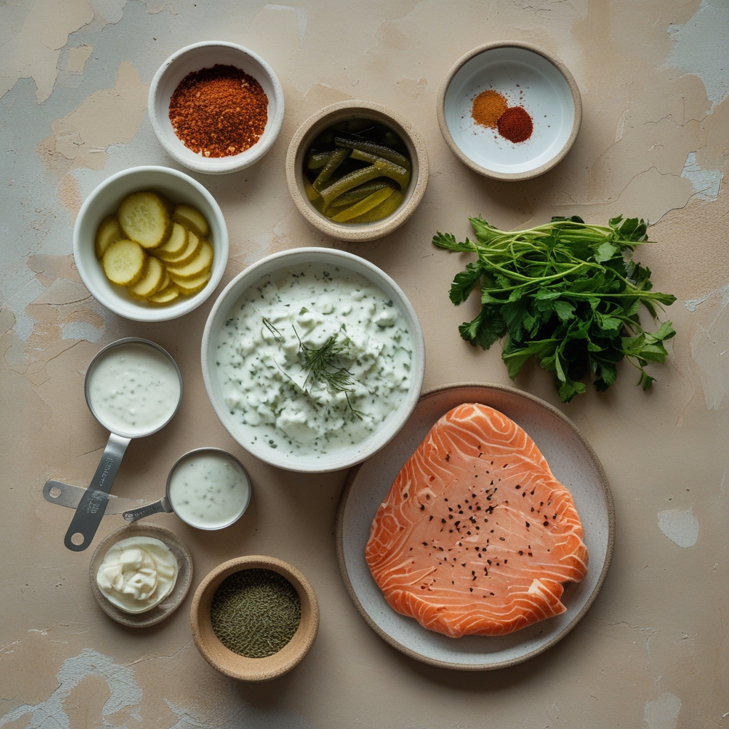 Ingredients for Healthy Dill Pickle Cottage Cheese Ranch Recipe - Easy & Flavorful Snack