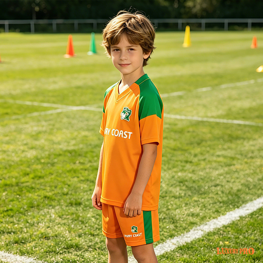 AOP MEG children's football V-neck raglan short sleeved shirt+MEG children's beach pants