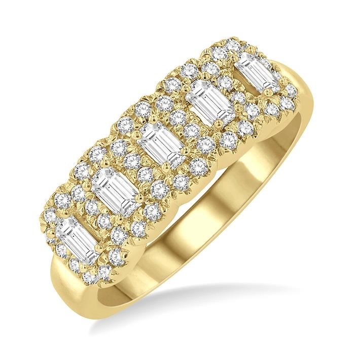 Emerald Shape 5 Stone Halo Half Eternity Diamond Wedding Band 315E1DHFHYG