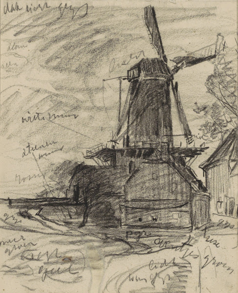 Gezicht op de molen Rijn en Lek te Wijk bij Duurstede 1907