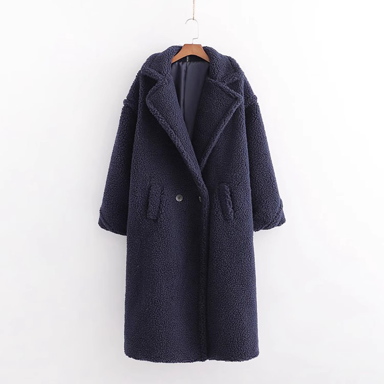 Women's Teddy Coat, mid-length, with large lapel