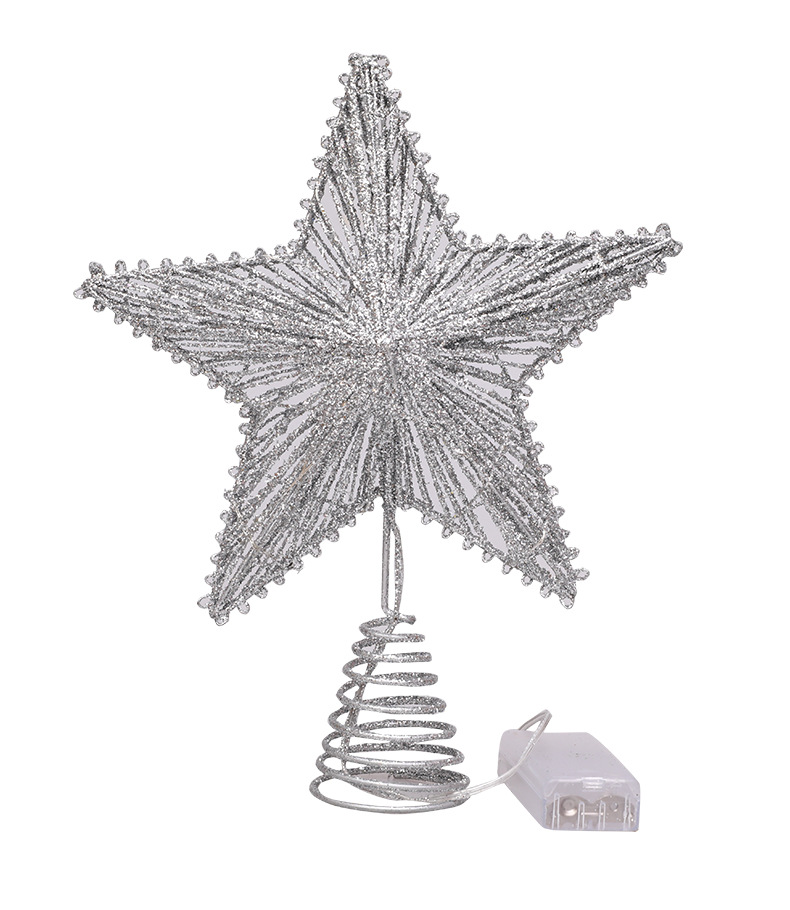 Weihnachtsbaum-Spitzenstern aus Eisen, mit Beleuchtung